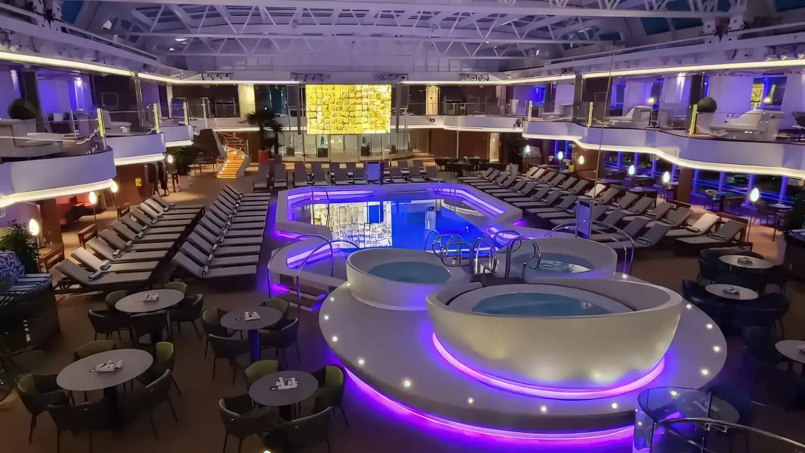 The Infinity Pool at the stern of a Viking ocean ship overlooking the wake
