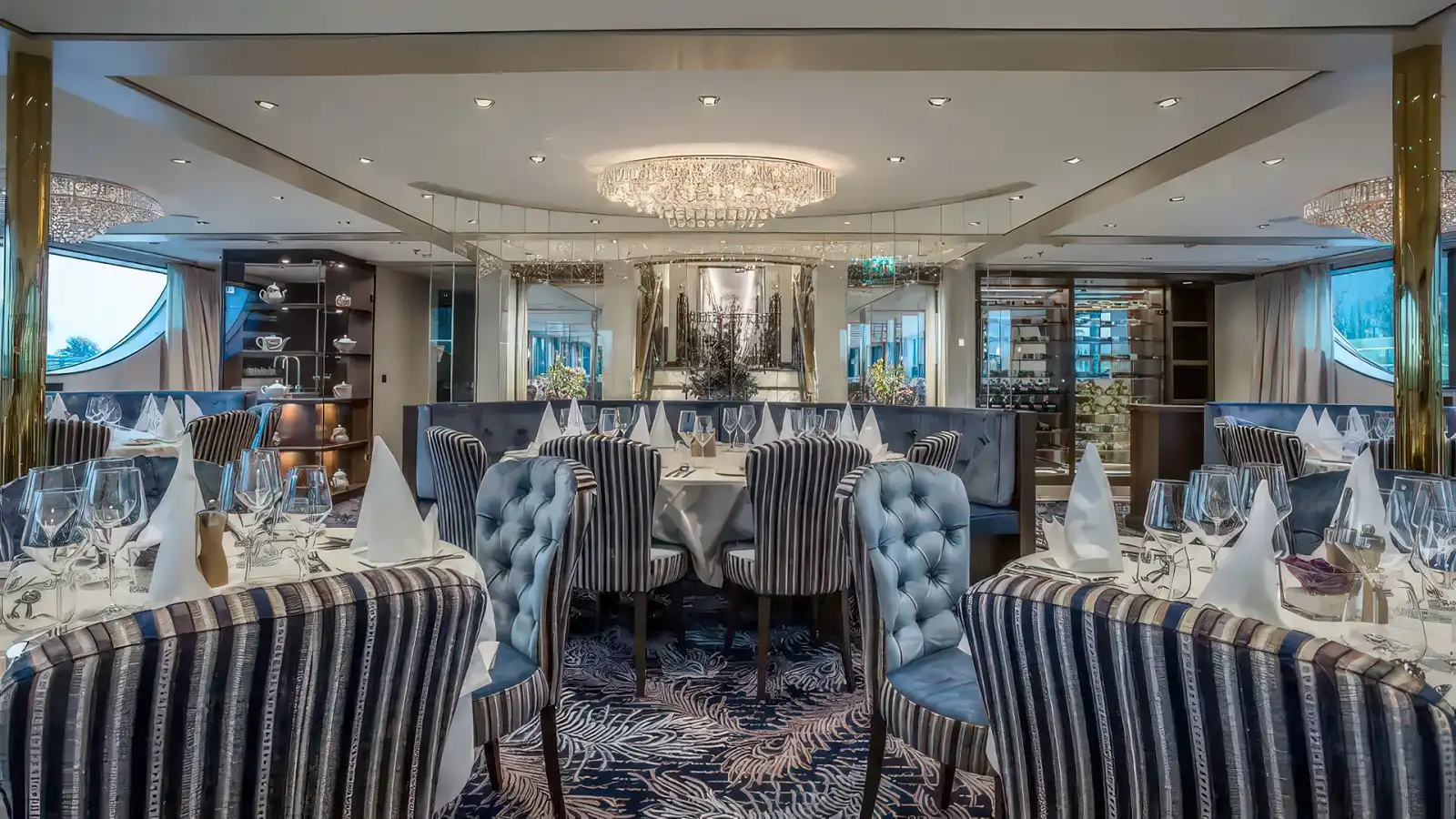 An informal dining setting aboard a Lindblad expedition ship